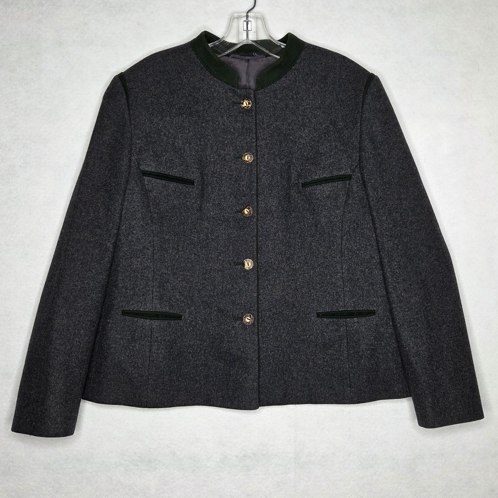 Lodenfrey Loden Plankl Pure Wool Blazer Jacket Trachten Gray Green *Womens Large